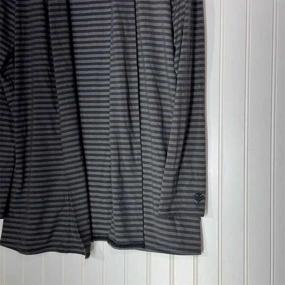 Coolibar Women’s Striped Open Front Cardigan S UPF 50+ UV Protection Gray Black - Picture 3 of 9